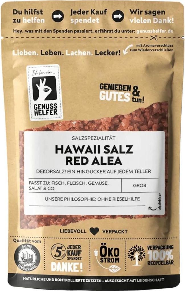 Hawaii Meersalz Red Alea, grob, Lava Salz aus Hawaii, rotes Meersalz zum Dekorieren, 100g
