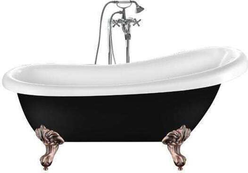 Freistehende Badewanne mit Füßen RICHMOND schwarz Adlerfüße ALTKUPFER 171 cm