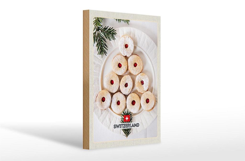 Holzschild Reise 20x30cm Schweiz Weihnachtsgebäck Marmelade Produktbild 