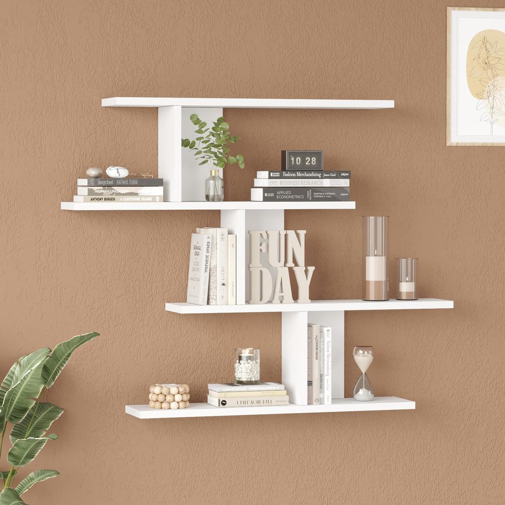 Półka ścienna 'Hökkomi' z 4 półkami 78 x 99 x 15 cm Biały Zdjęcie produktu 