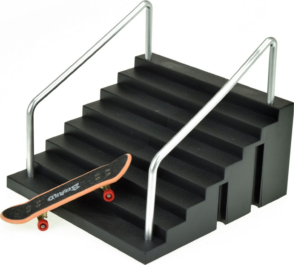 Toi-Toys 35556A - XTREME Finger-Skateboard - mit Treppe mit Handläufen (4-teilig) Skaterpark Skater Fingerskateboard