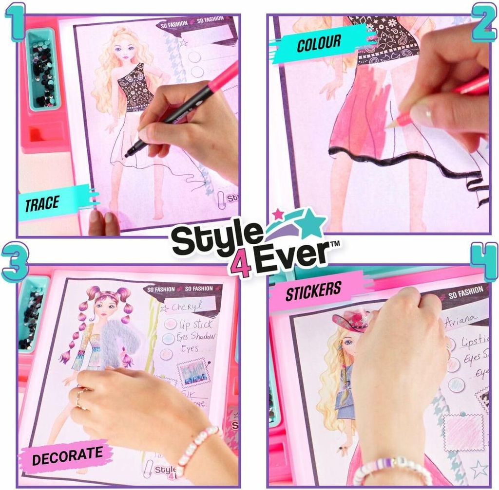 Estudio De Moda Con Luz Canal Toys Fashion Designer, Con Plantillas, Telas Adhesivas, Lápices Y Accesorios Para Crear Colecciones Completas