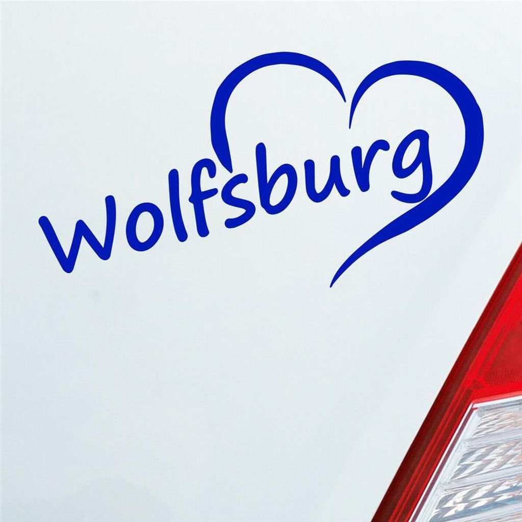 Auto Aufkleber Wolfsburg Herz Stadt City Liebe Love Heart 15x8 cm Dunkelblau Sticker Heckscheibenaufkleber
