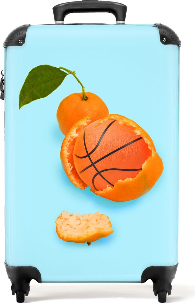 NoBoringSuitcases.com Koffer Handgepäck Trolley Rollkoffer Kleine Reisekoffer mit 4 Rollen - Basketball - Orange - Obst - Orange - Blatt - Cabin...