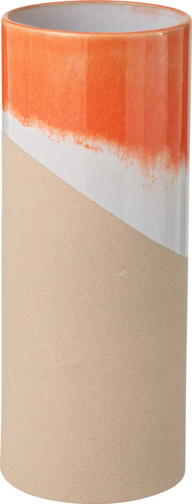 Grand Vase Cylindrique J-Line en Argile Orange et Naturel - Déco Chic