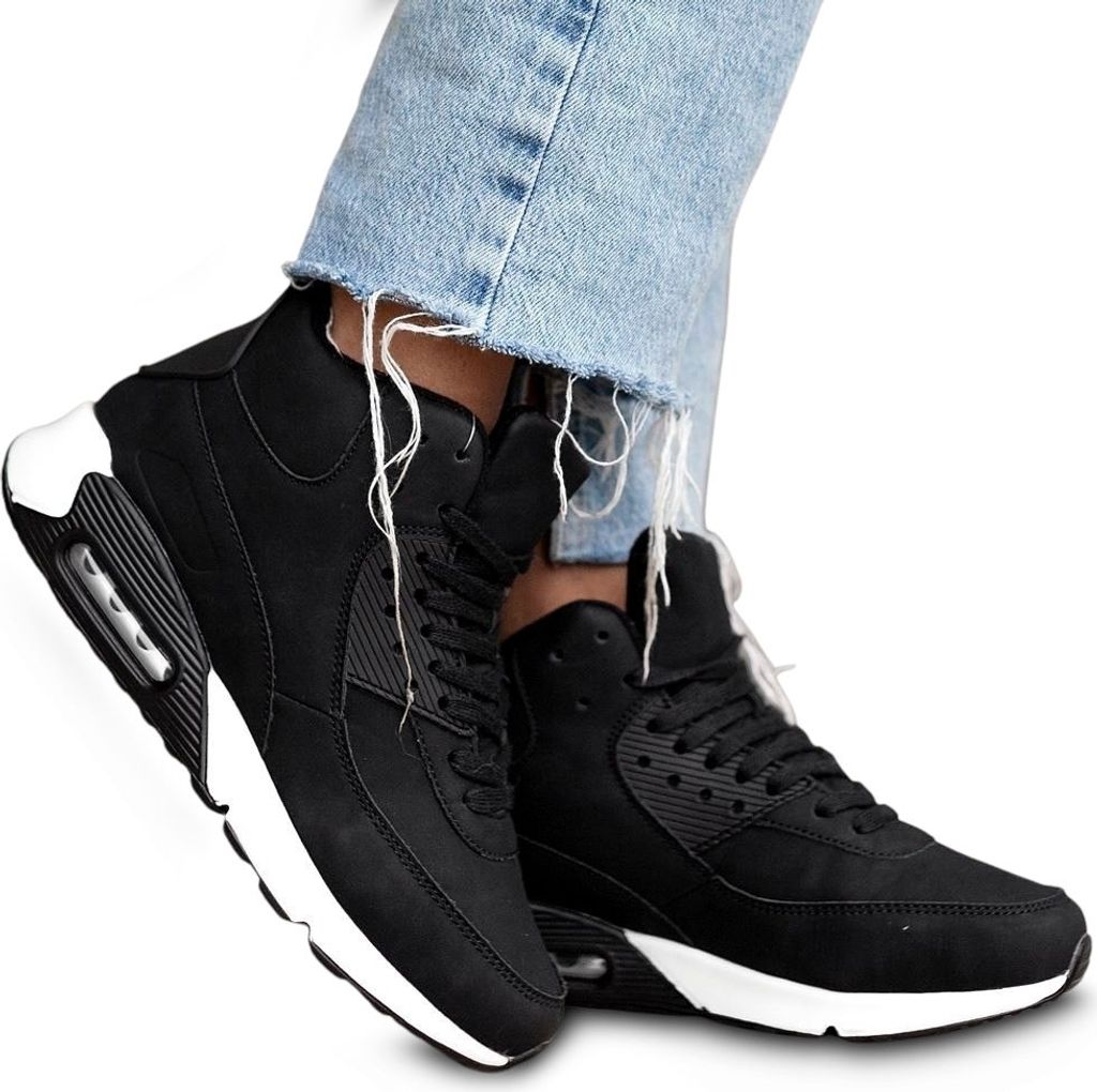 Herren Winter Sneaker Gefüttert Warm Schuhe Stiefel Boots Air Max Schwarz Gr.36