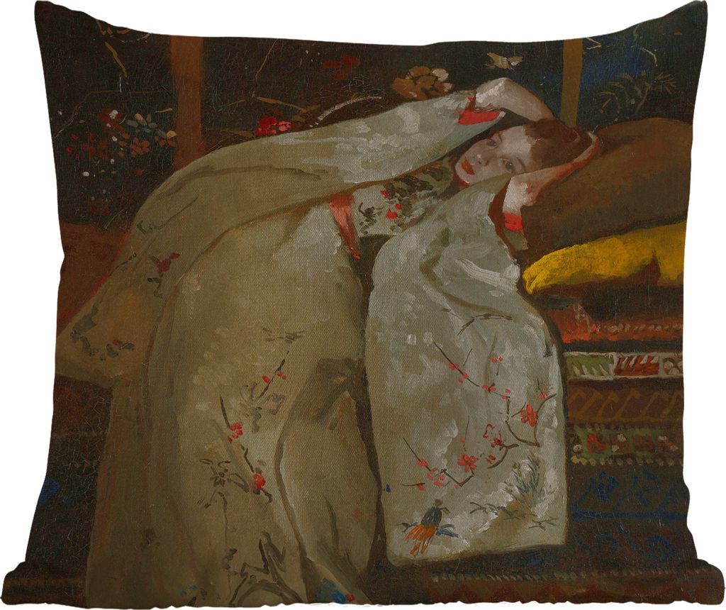 MuchoWow Outdoor Kissen - Mädchen im weißen Kimono - Gemälde von George Hendrik Breitner - 45x45 cm - Wetterfest - Lounge Kissen - Fotokissen ...