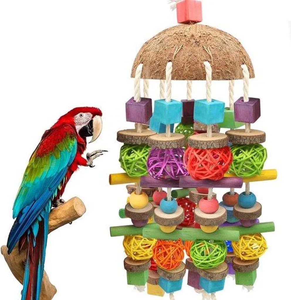 Jouets à mâcher Parrot suspendus pour grand perroquet et cacatoès