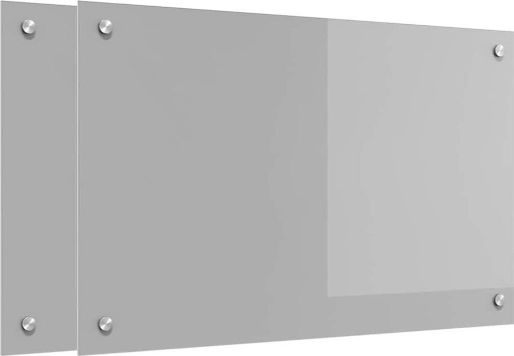 vidaXL Küchenrückwand 2 pcs Hellgrau 80 x 50 cm Gehärtetes Glas