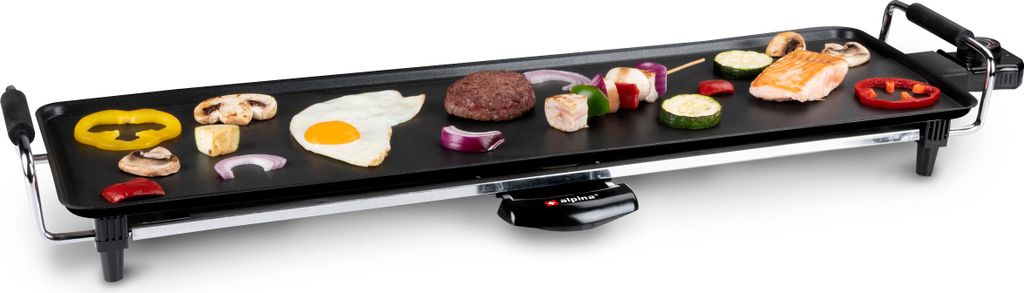alpina TeppanyakiGrillplatte - Plancha - 1800 Watt - 70 x 23 cm - Antihaftbeschichtung - Thermostat - Fettauffangbehälter