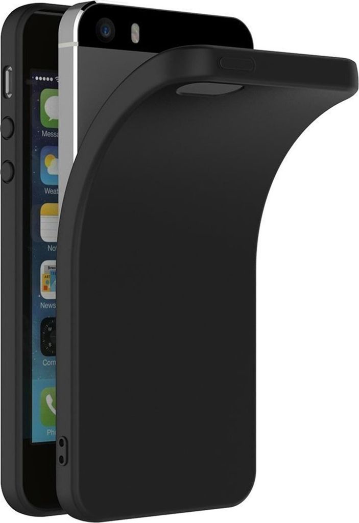 A black silicone phone case is shown partially covering an iPhone.