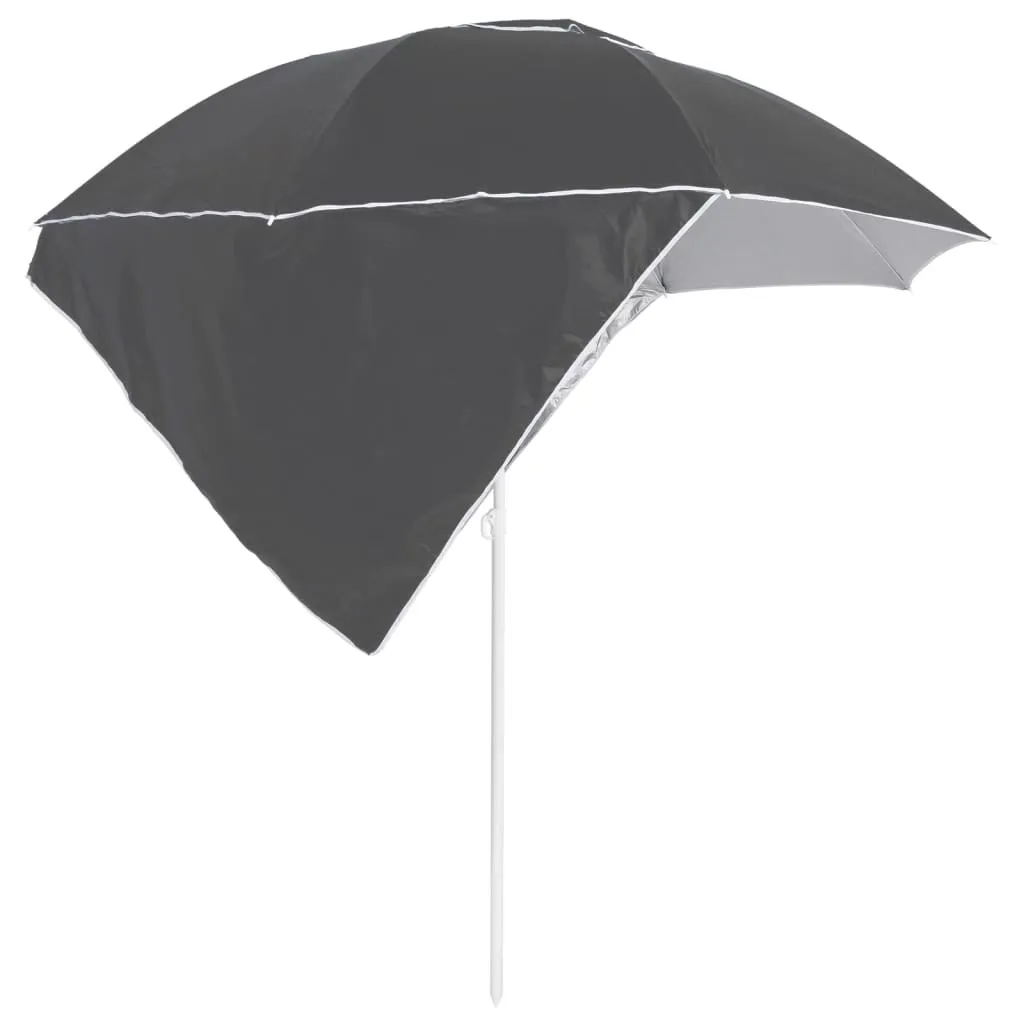 vidaXL Parasol de plage anthracite 215 cm avec parois latérales amovibles