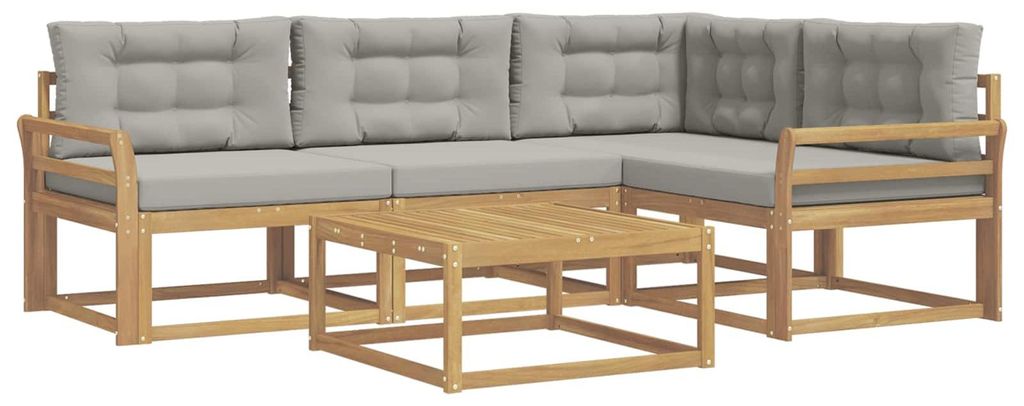 vidaXL Outdoor-Sofagarnitur 5 pcs Weiß und Hellgrau 79 x 79 x 37 cm
