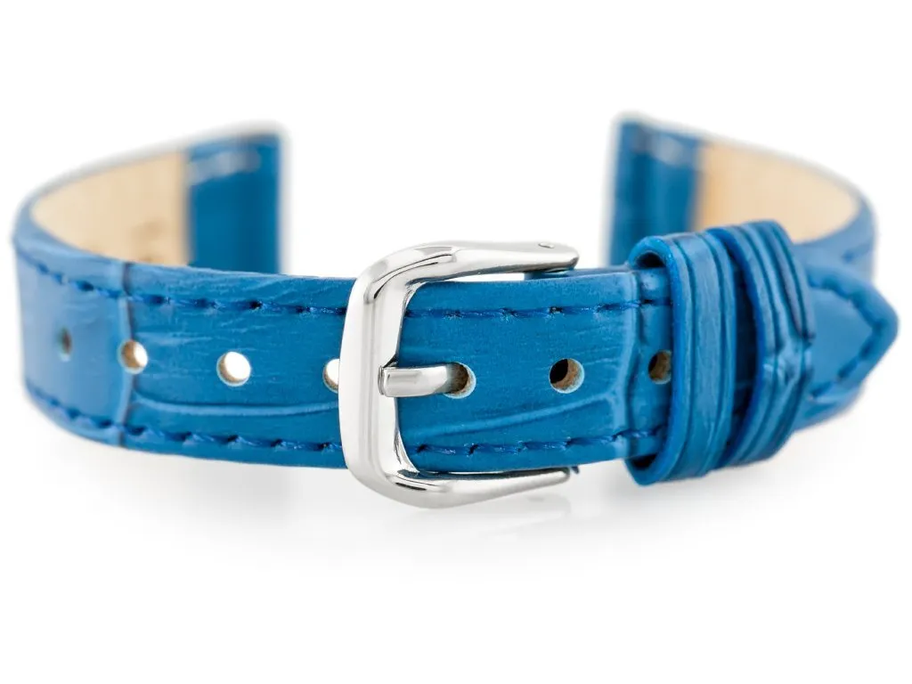 Cintura in pelle per orologio W41 - Blu - 12 mm