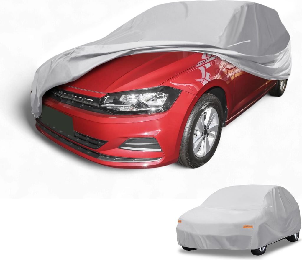 1 Stk. Universal Autoabdeckung Wasserdicht Alle Wetter Automotive Outdoor Anti-UV Sonnenregen Schutz Vollabdeckung 190T-PU Silberton Passend für S...