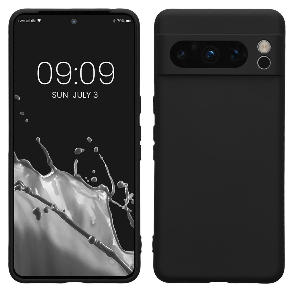kwmobile Slim Case kompatibel mit Google Pixel 8 Pro Hülle - Handyhülle aus Silikon in Schwarz