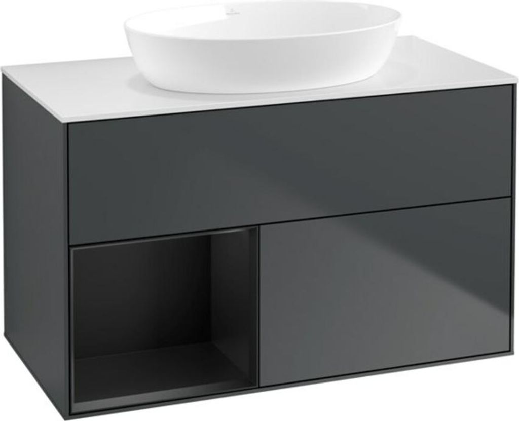 V&B Waschtischunterschrank Wandbeleuchtung Finion 100, Pl w m, Reg bla m Lac, md bl. m Lac