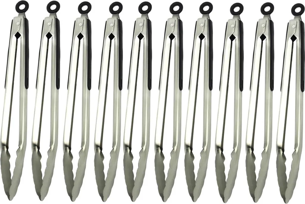Set 10 Pinze Cucina Universali 34 cm | Pinze per Carne e Salsicce