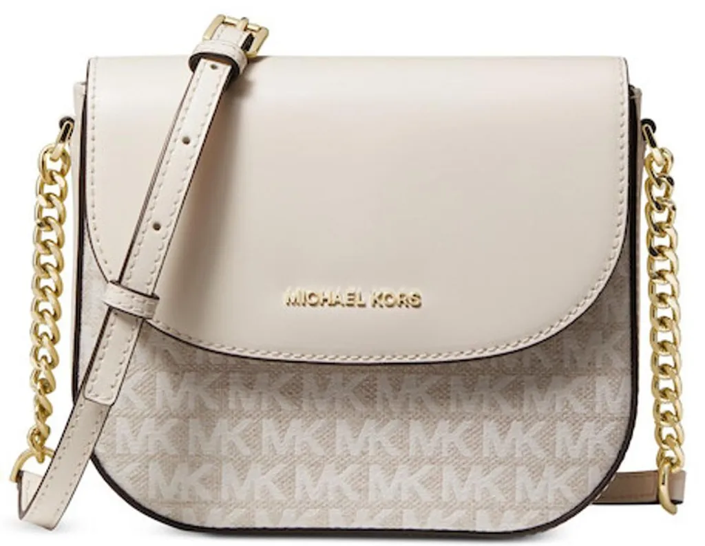 Sac Michael Kors Daniela Crossbody Crème en Cuir avec Chaîne Dorée Élégant