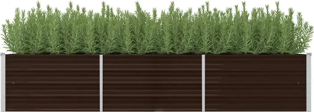 Jardinière en Acier Galvanisé Marron 240x80x45cm Rectangulaire Robuste
