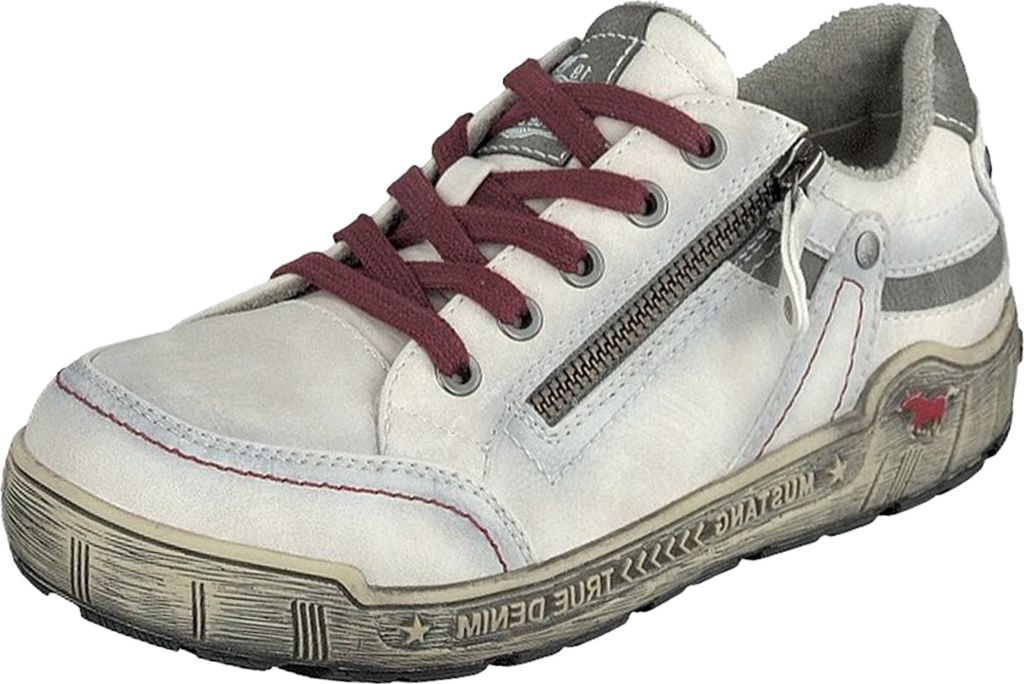 Mustang Damen Schnürschuh Halbschuh Reißverschluss Schnürung 1290-302, Größe:40 EU, Farbe:Weiß