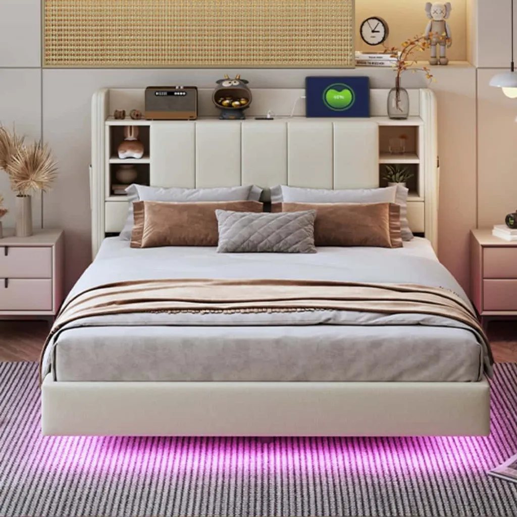 Lit 140x200 cm avec rangement intégré pour optimiser les petits espaces