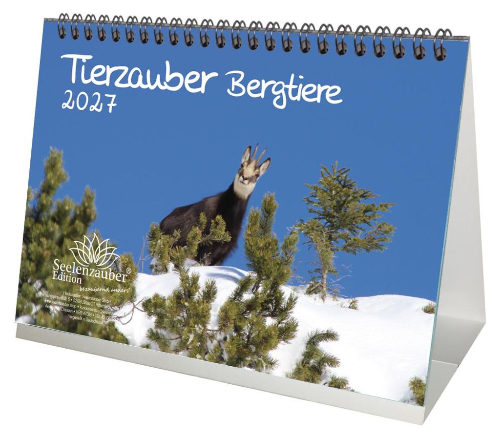 Tierzauber Bergtiere DIN A5 Tischkalender für 2027 verschiedene Bergtiere - Seelenzauber