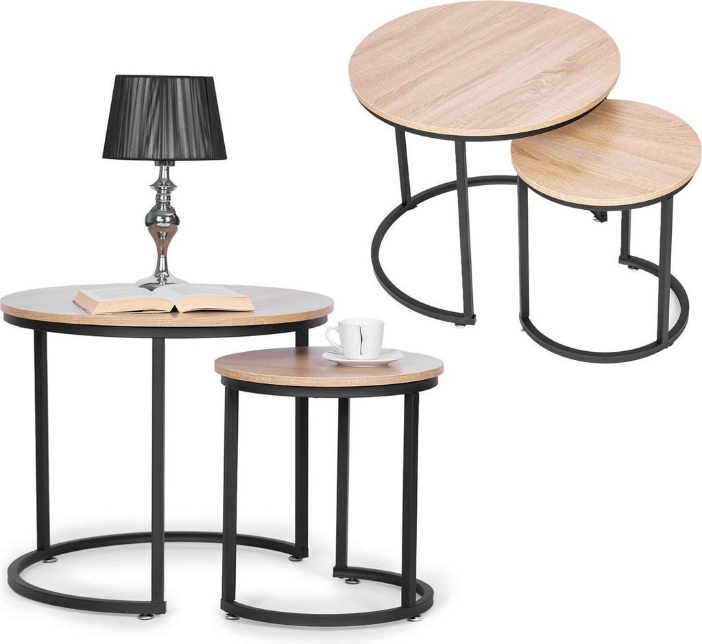 Homelux Couchtisch-Set mit Metallgestell 2 Stück