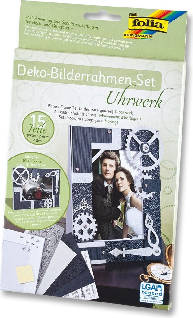 Folia Deko Bilderrahmen, Uhrwerk, mehrfarbig, 15-teilig (1 Set)