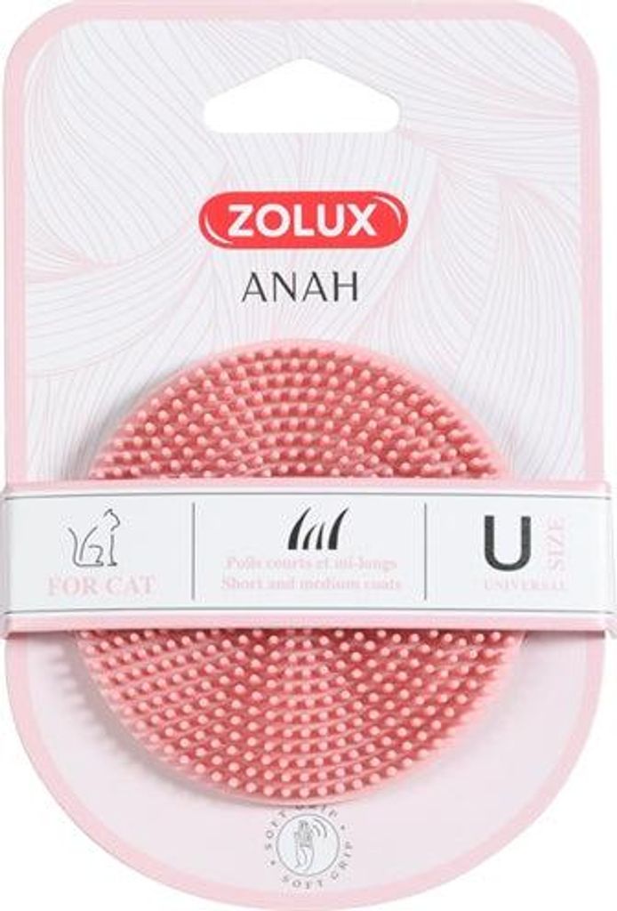 Zolux Anah Borstel Rond Rubber Roze - Borstel en Kam voor Katten