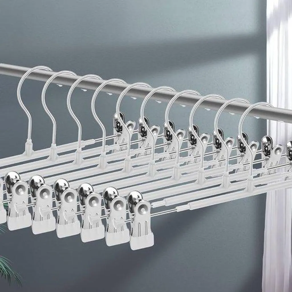 Cintres à pinces pour pantalons - lot de 10 - blancs antidérapants