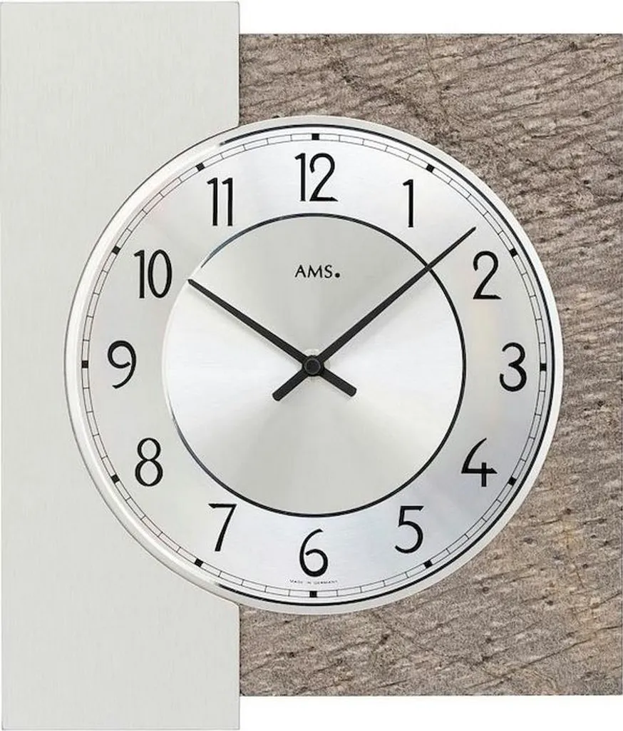 Montre AMS Unisex 9580 - Horloge murale design radio-pilotée en aluminium