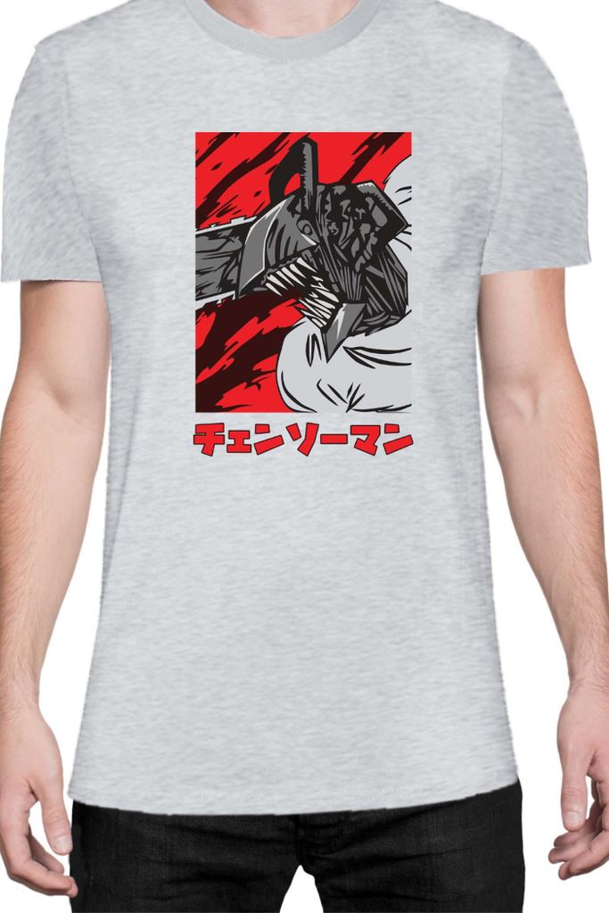 Herren T-Shirt Manga Japan Anime Comics Animation Chainsaw Anime manga Man 13, Man S / Grau