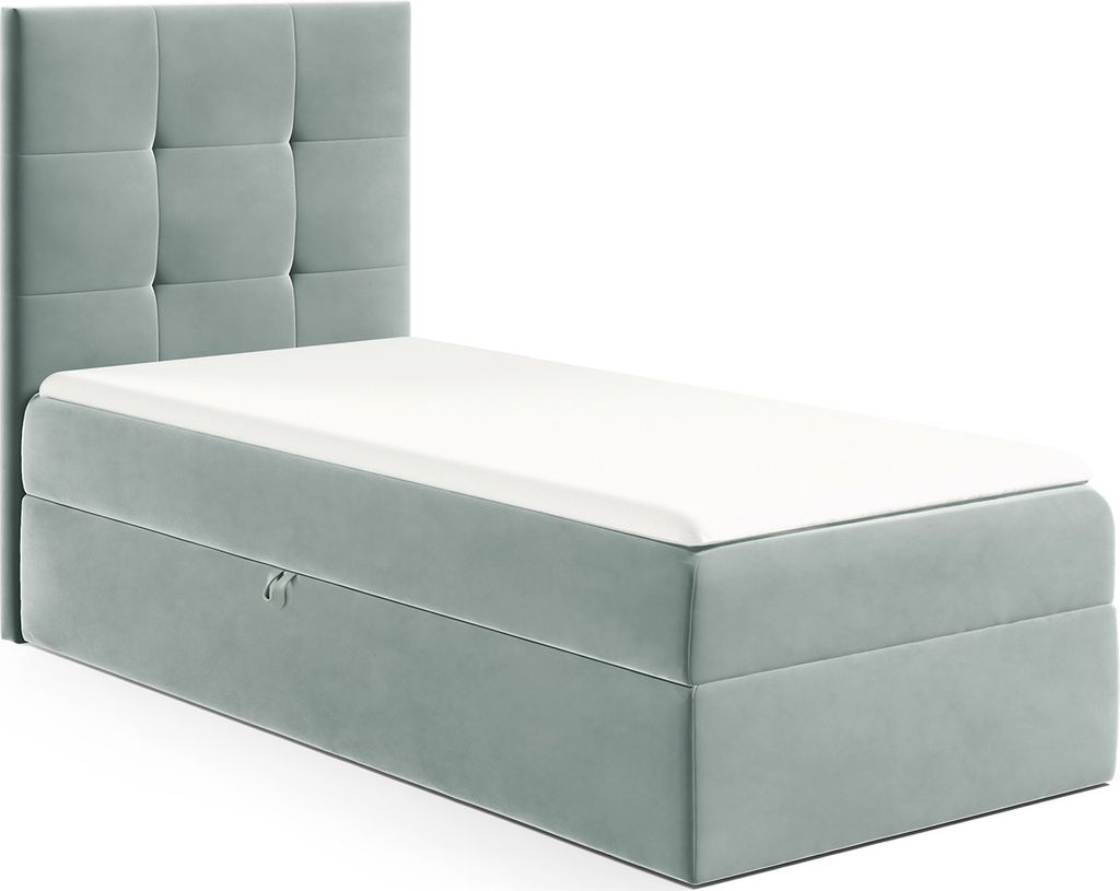 MEBLINI Kinderbett mit Bettkasten - Gepolstert Einzelbett mit Matratze - Polsterbett mit Stauraum - Bett mit Kopfteil - Stauraumbett - MINO 2 - 100...