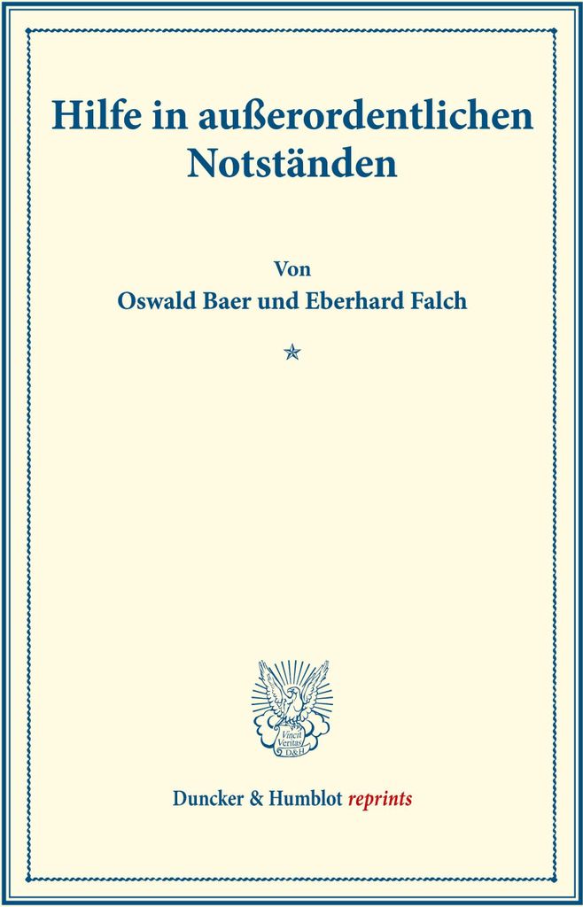 Hilfe in außerordentlichen Notständen.