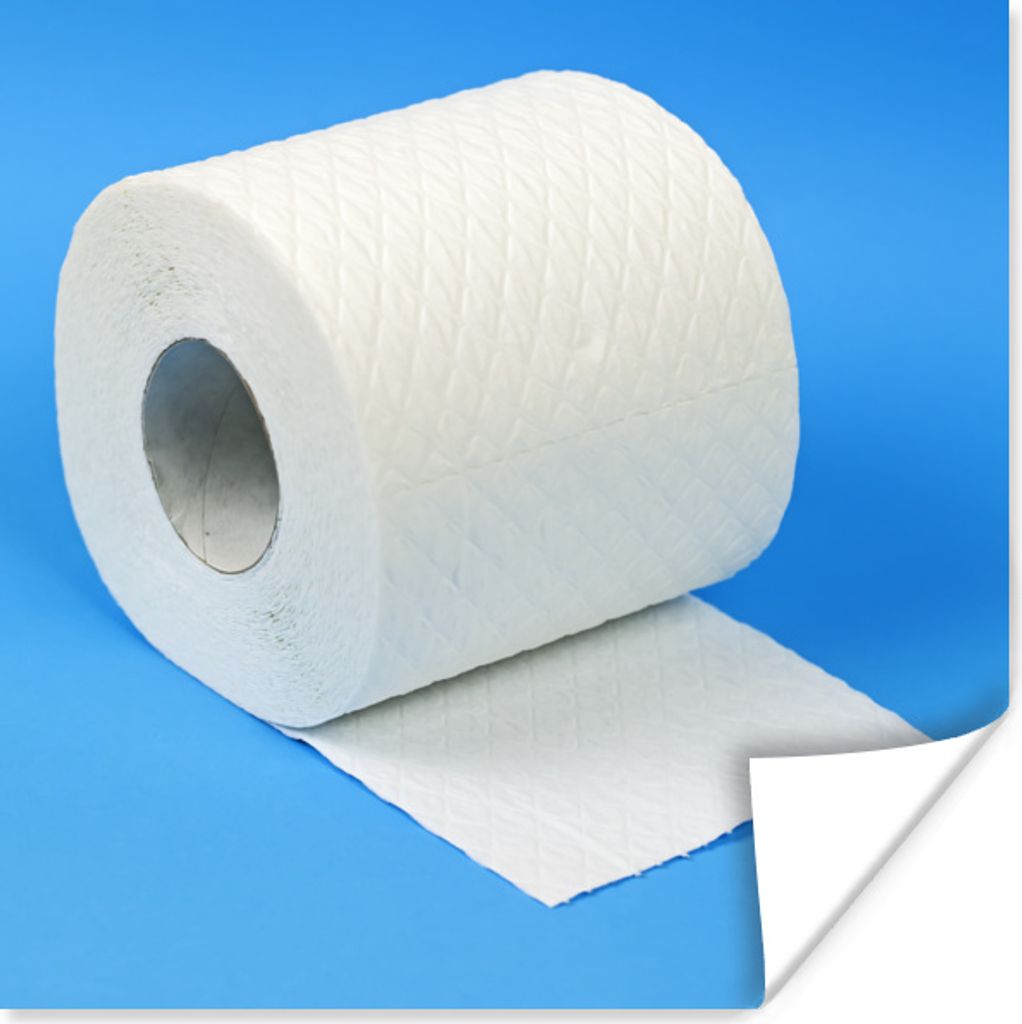 MuchoWow Poster Toilettenpapier auf blau 30x30 cm - Wandposter - Printing