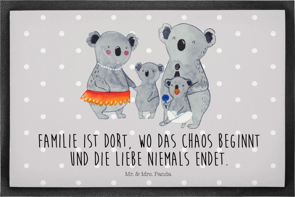 Mr. & Mrs. Panda fußmatte Koala Familie 40 x 60 cm - Grau Pastell - Geschenk, Schmutzmatte, Schmutzfänger, Bodenvorleger, Kinder, Papa, Koalas, M...