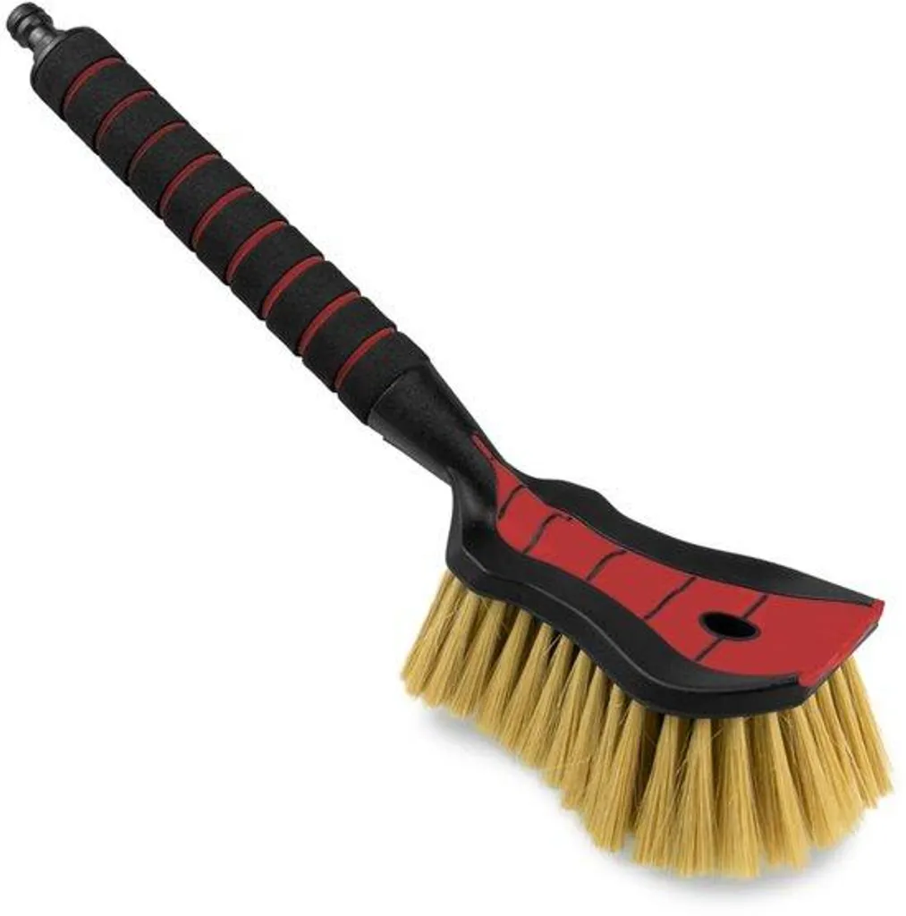 Brosse auto à poils souples 44 cm rouge avec connexion d'eau intégrée