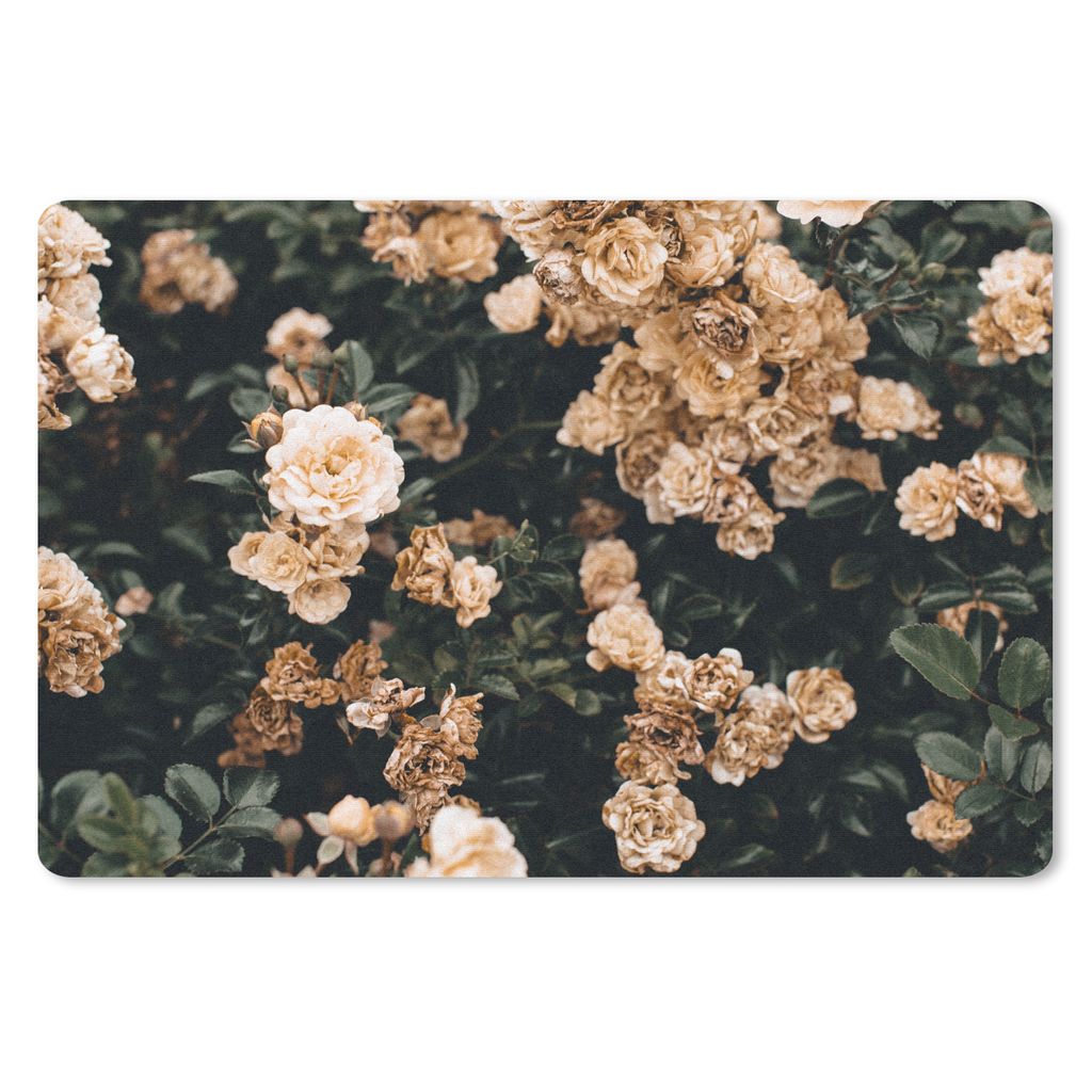 MuchoWow Mauspad Mousepad Rosenstrauch - Blumen - Blätter 27x18 cm - Mousepads - Maus Mat - Pad - Mausunterlage - Büroartikel - Desk Matten