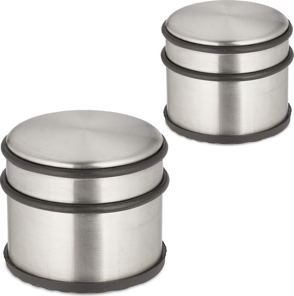 Butées de porte Relaxdays en acier inoxydable, lot de 2, H Image du produit 