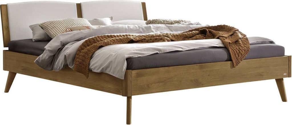 Hasena Lounge Fabro Bettgestell Massivholz Kopfteil gepolstert