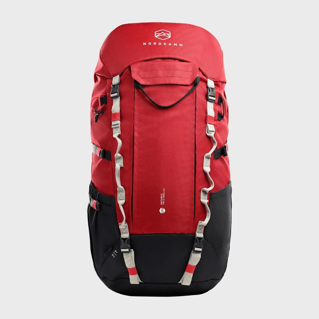 NORDKAMM Trekkingrucksack 50L, Rucksack für Reisen, Damen, Herren, rot
