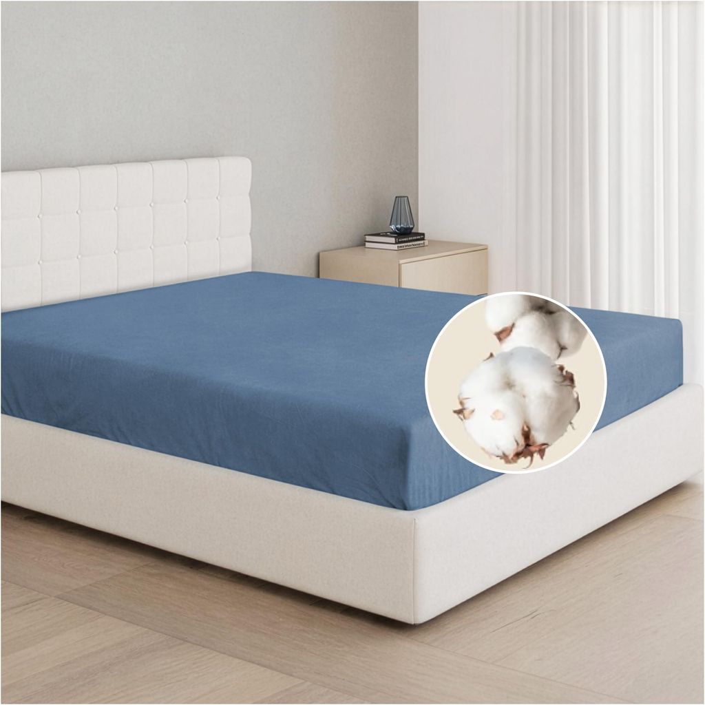 Spannbettlaken 160 x 200 cm, 100 % Baumwolljersey, dehnbar, 30 cm tief für Matratzen bis 27 cm Höhe, -, hypoallergen, blau