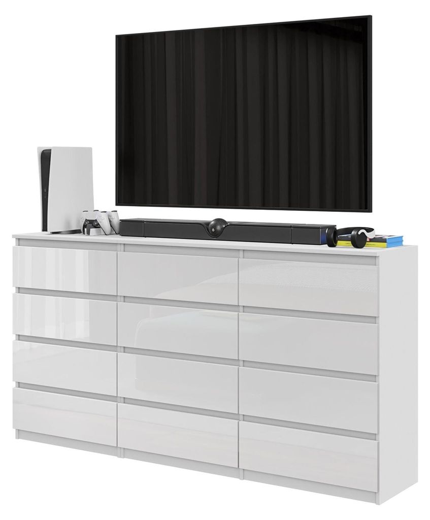 Set di comodini bianchi opachi / bianchi lucidi con 12 Immagine del prodotto 