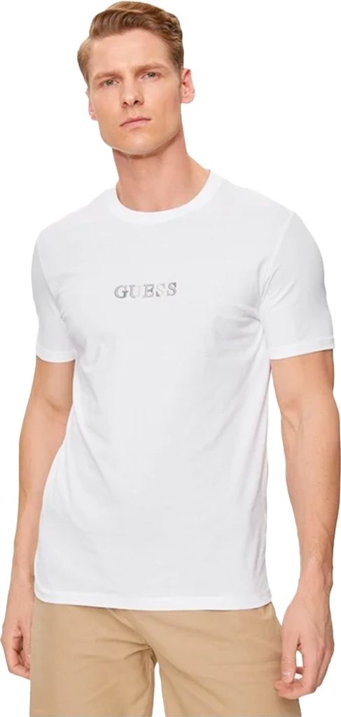 Herren Slim Fit T-Shirt aus Baumwolle - Weiß mit Stickerei