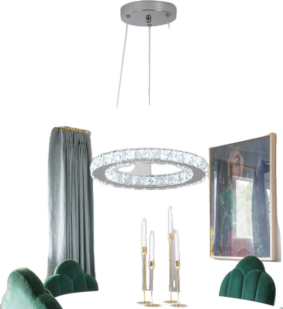 LED Kristall-Ring Pendelleuchte, modernes Design, 1 Ring, 3 Farbwechsel