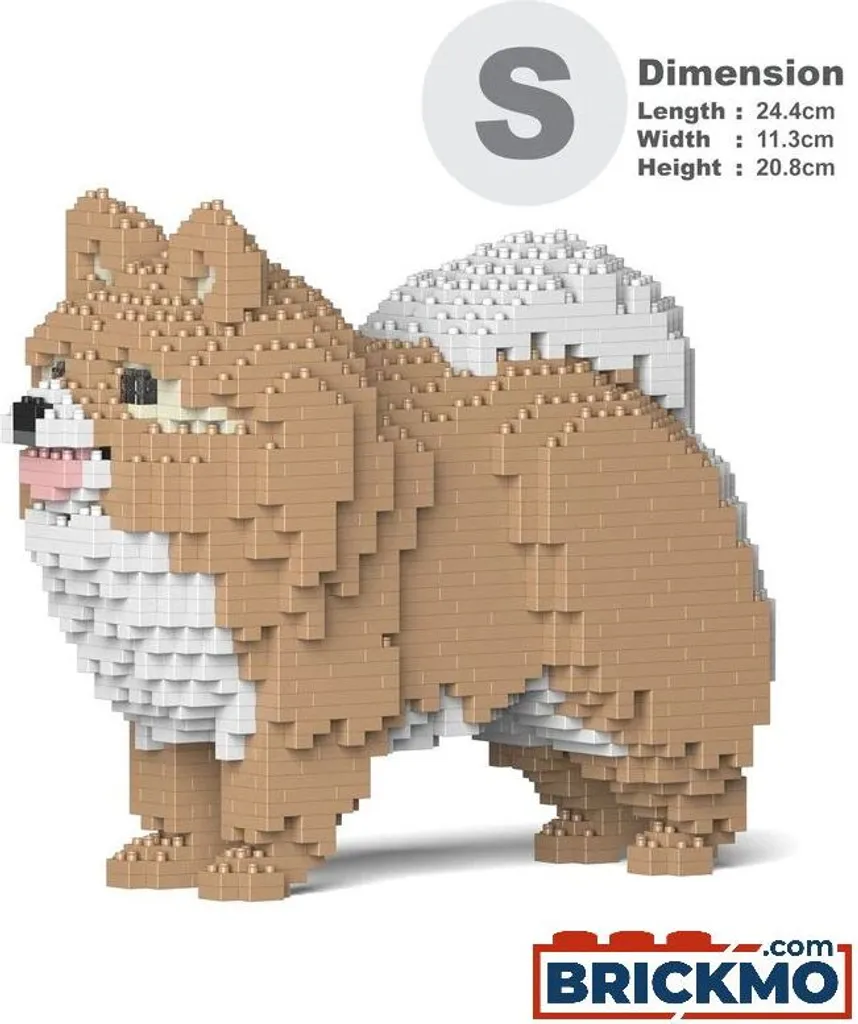 Statue Chien Poméranien JEKCA Bricks 02-M01 avec Système Autobloquant