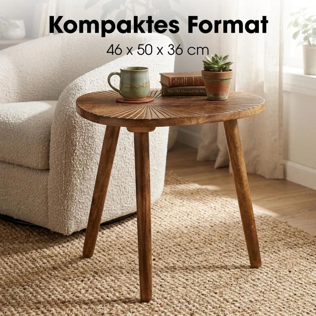 Table d'appoint compacte en manguier pour optimiser les petits espaces
