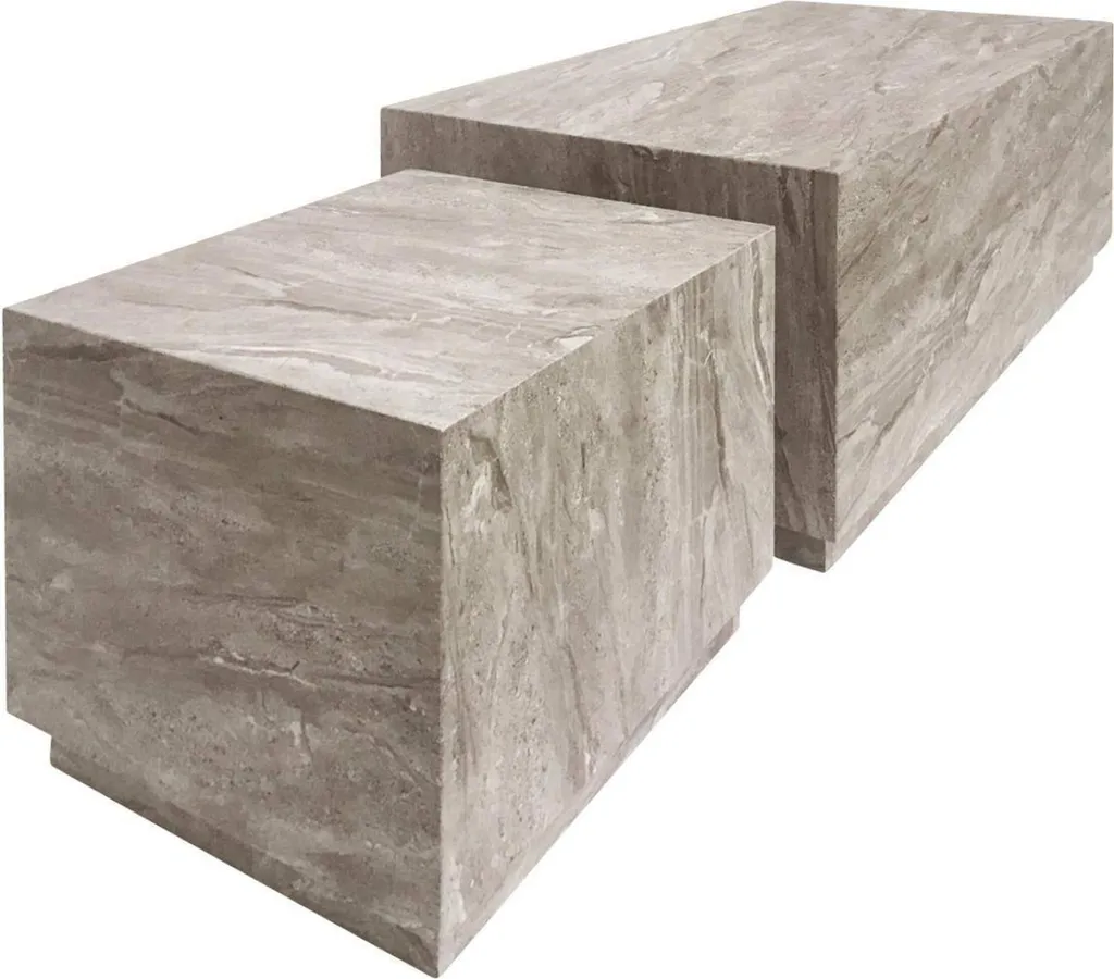 Dice table basse jeu de 2 pcs en marbre gris véritable au design chic - 16
