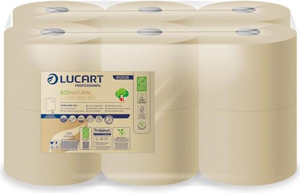 Toilettenpapier "EcoNatural" L-One mini 180", havannabraun, 2-lagig, 180 m, 12 Rollen, LUCART 812506